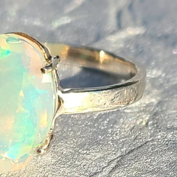 COPY-Ethiopian Opal Ring Size 7 Sterling Silver-Opal Jewelry-Opal Stone-Birth… - Picture 7 of 10